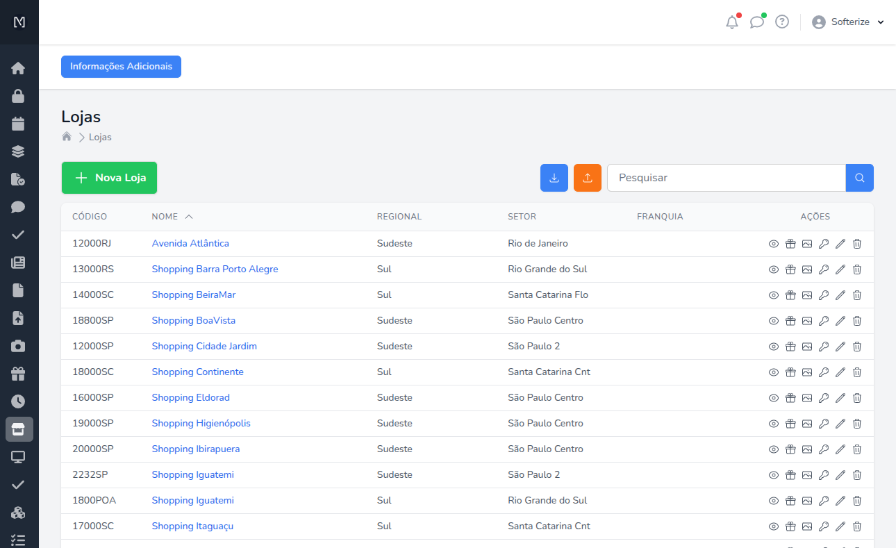 Cadastro completo e flexível de unidades